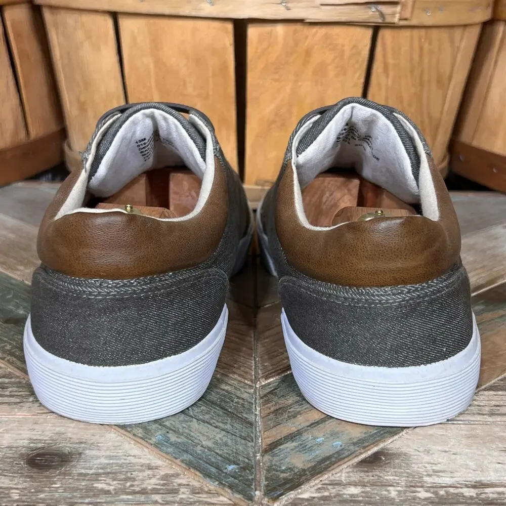 St. John's Bay Bryce Gray Denim Faux Lace Casual Slip-On Sneakers Mens Size 13